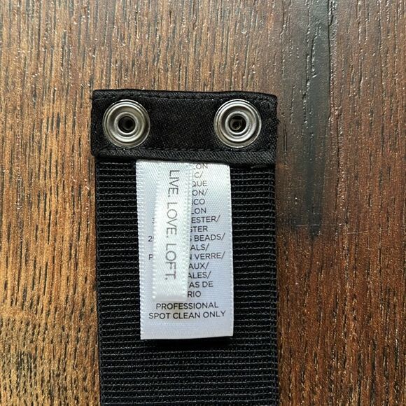 Loft Black Rhinestone Stretchy Belt Back Snap Closure Boho Minimalist - Picture 7 of 15